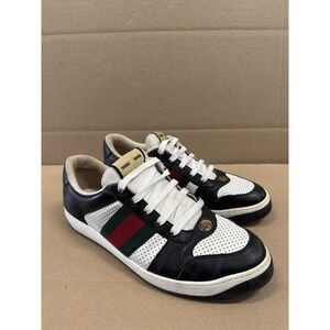 Gucci Men's Screener Signature Web Low top Sneakers Black White Size 11.5‎